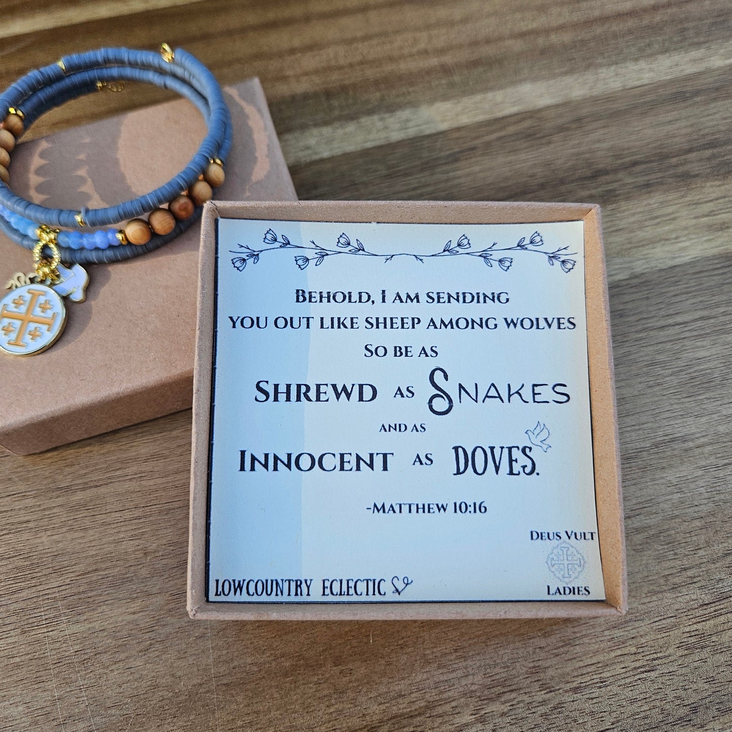 Matthew 10:16 Jerusalem Cross Wrap Essential Oil Diffuser Bracelet