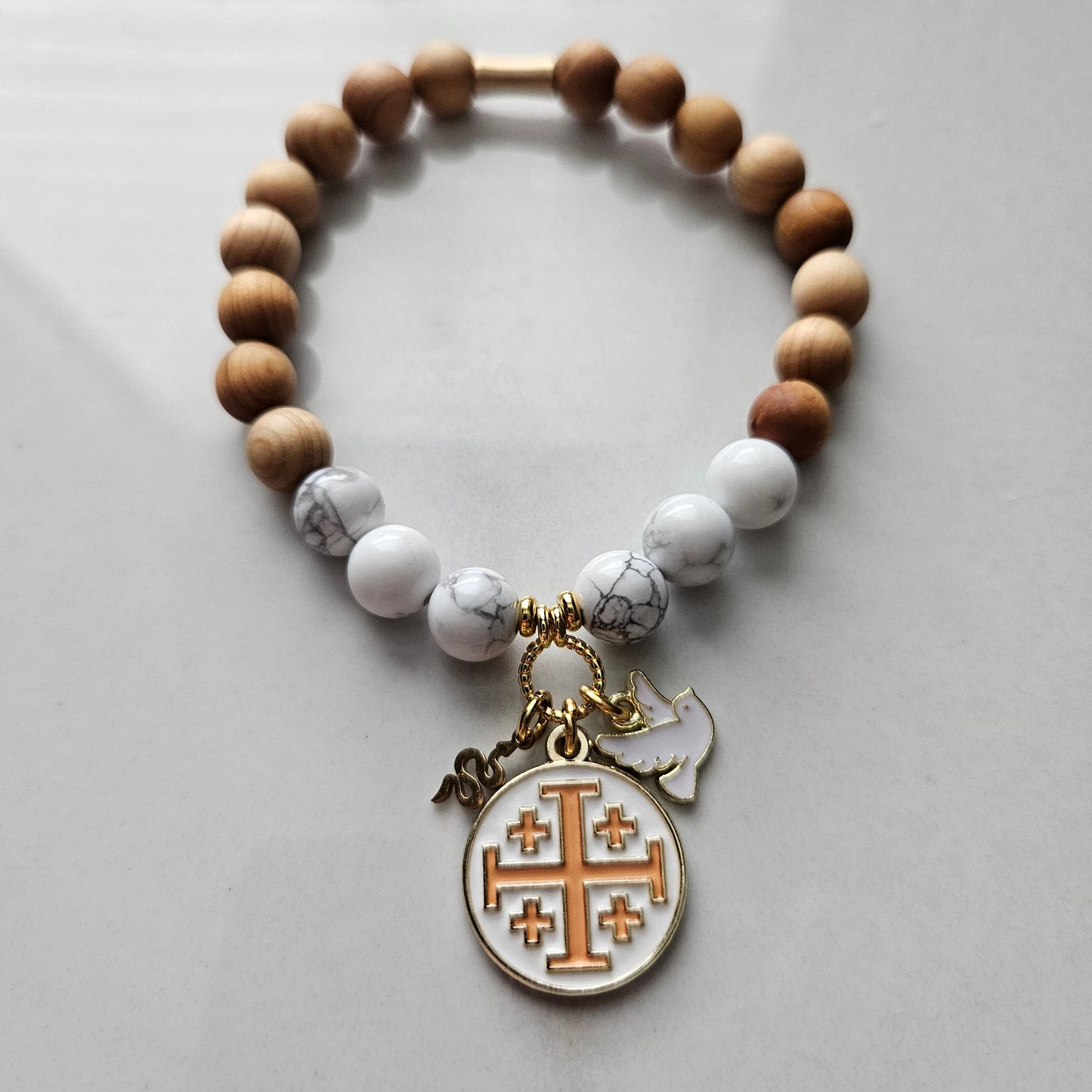 Matthew 10:16 Jerusalem Cross Stretch Essential Oil Diffuser Bracelet