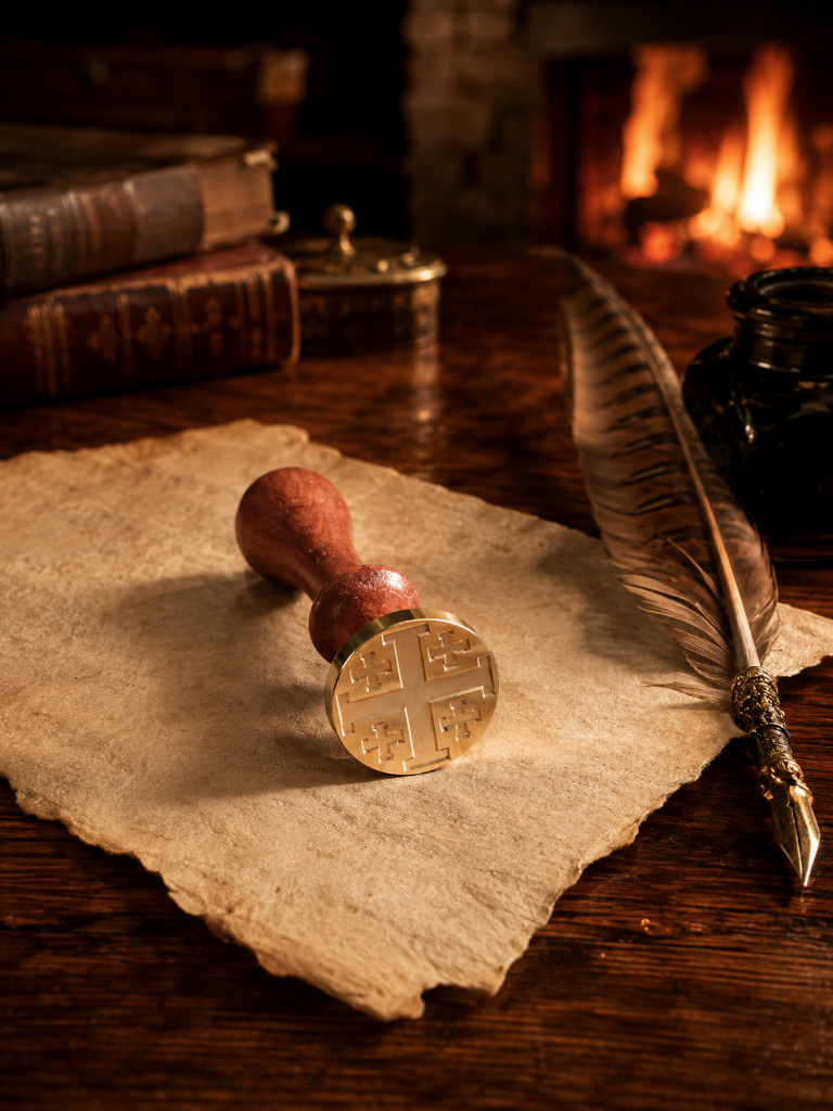 Jerusalem Wax Seal - 30mm Brass, Wooden Handle